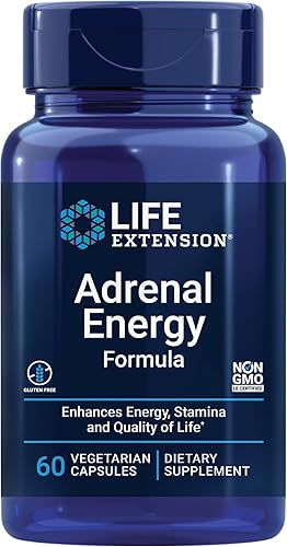 Life Extension Fórmula de energía suprarrenal - Suplementos para el control del estrés con Ashwagandha, Cordyceps, albahaca sagrada y bacopa para