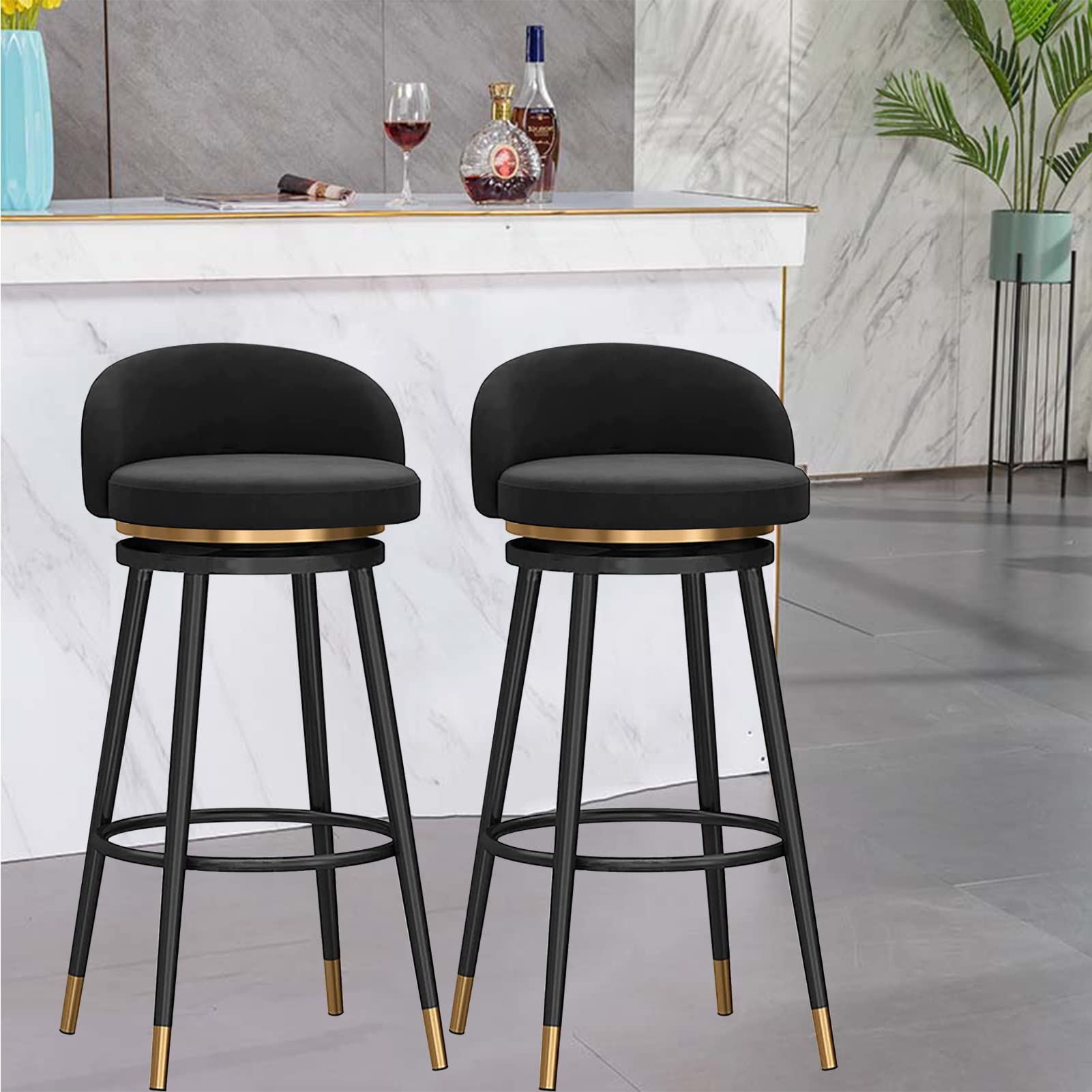 Tabourets de bar lot de 2 avec dossier pivotant chaises de comptoir hauteur 65cm