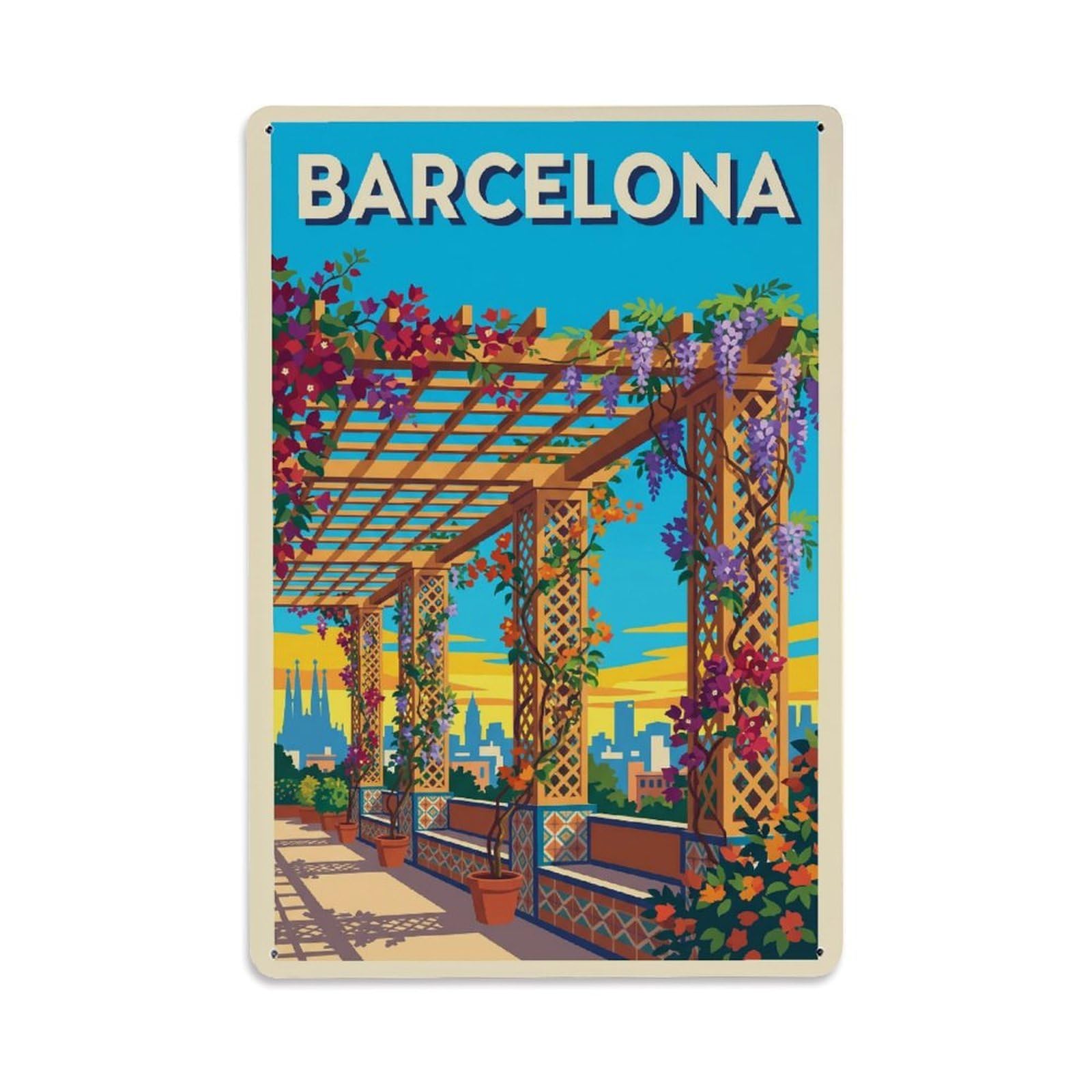 Vintage Travel Pergola Spain Garden Metal Tin Sign