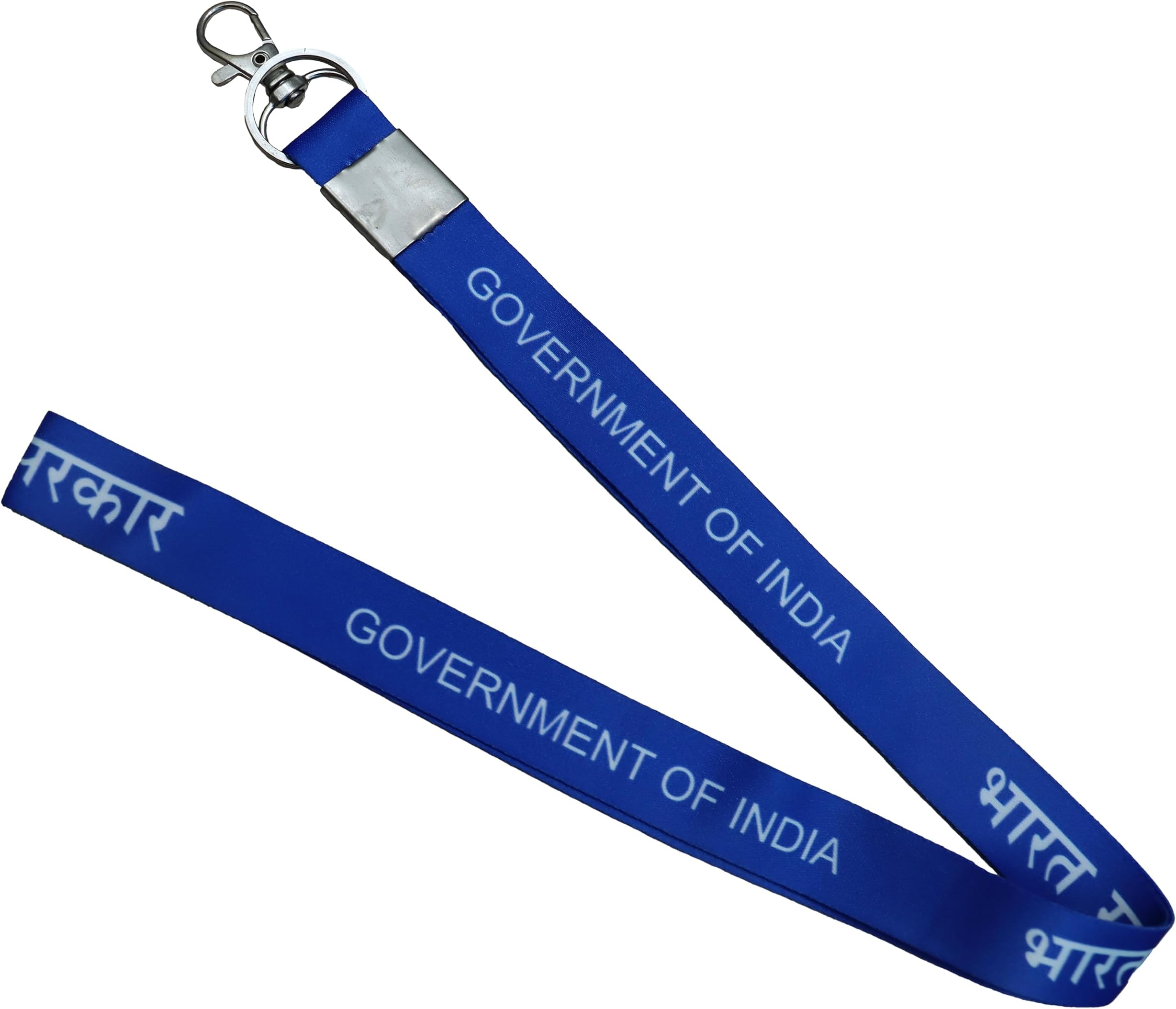 Government Of India Keychain Blue Rope Id Tag Long Fabric Keychain Lanyard Govt Id Card For Employee