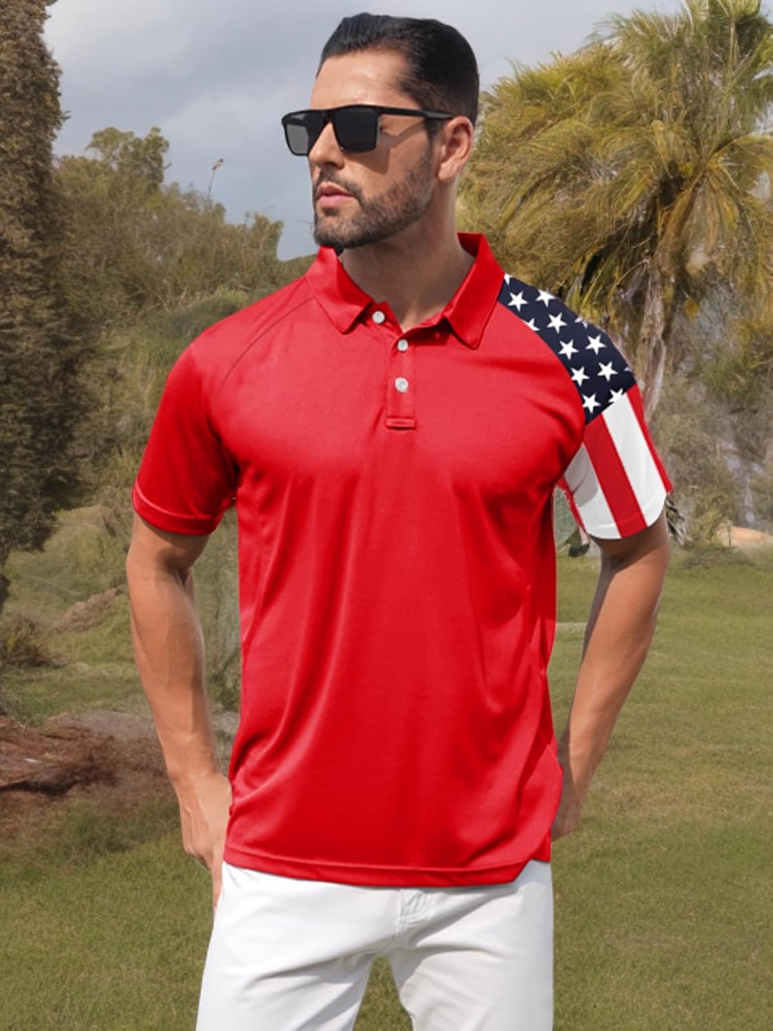 ZITY Men's Flag Golf Polo Shirts Short Sleeve Tactical Collared Shirt Men Outdoor Moisture Wicking Shirts - Image 7