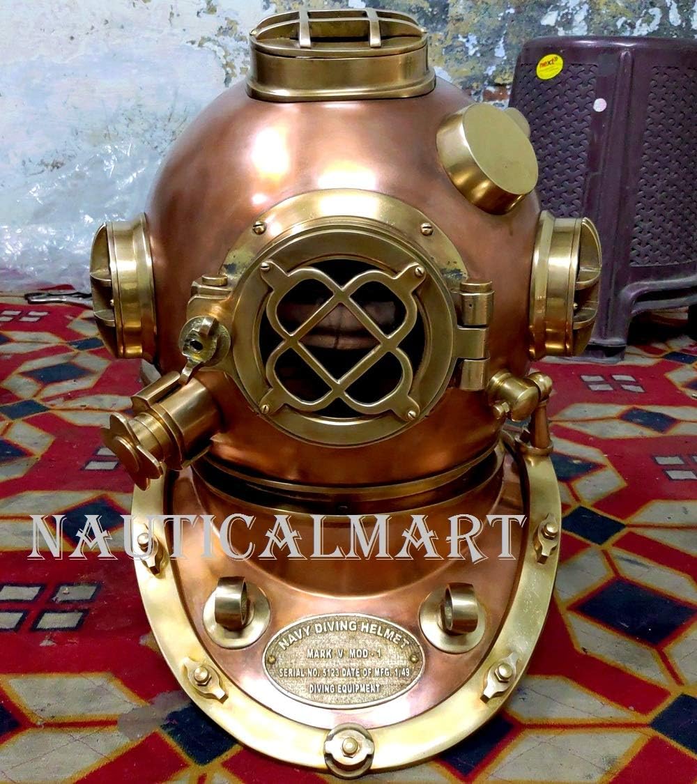 NauticalMart Copper Brass Diving Helmet Mark V Antique Decorative 18" Diving Helmet