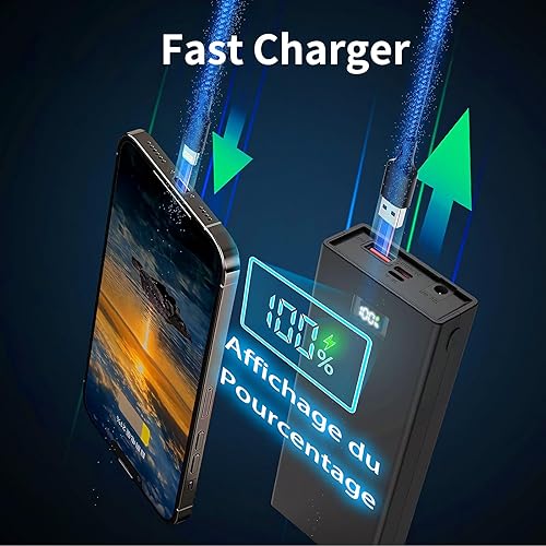 Miniatura 4 de Banco de energía de 20000 mAh con salida de CC 12V3A, cargador portátil de 74 Wh con carga rápida PDQC 3.0, batería externa para laptop, teléfono,