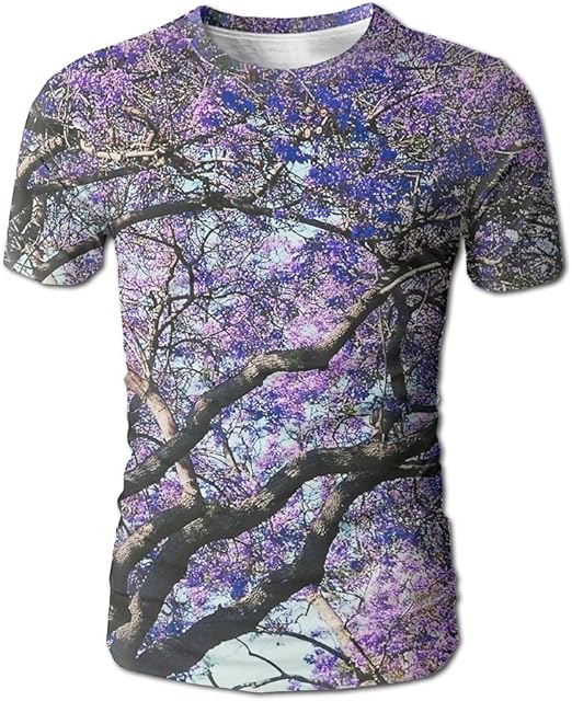 Purple Flowers Mens Round Neck Short Sleeve Casual TShirt Amazon.ca Clothing, Shoes