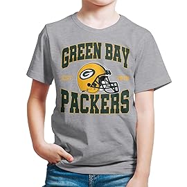 Junk Food Clothing x NFL - Green Bay Packers - Team Helmet - Kids Short Sleeve T-Shirt for Boys and Girls - Size Large
