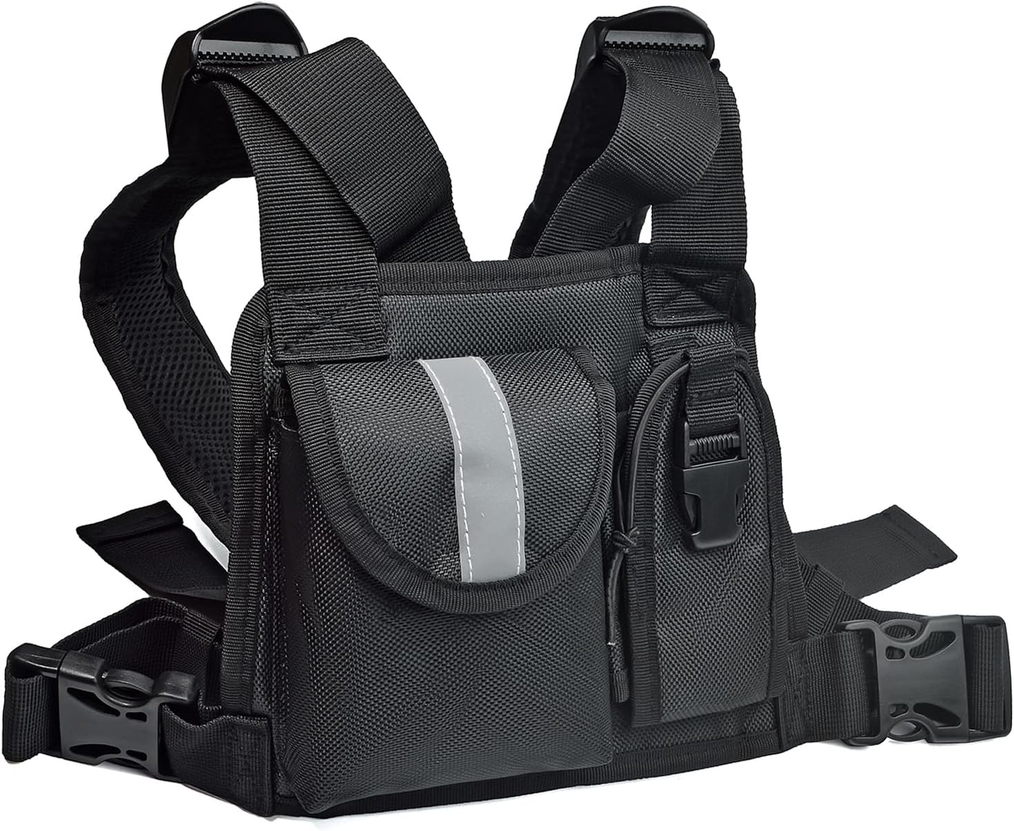 HYS Universal Walkie Talkie Radio Chest Harness Shoulder Radio Holster Chest Pack with Adjustable Radio Holster Pouch Holds for MOTOROLA GP88S GP328 MT500 MT1000 MTS2000 Icom Radio