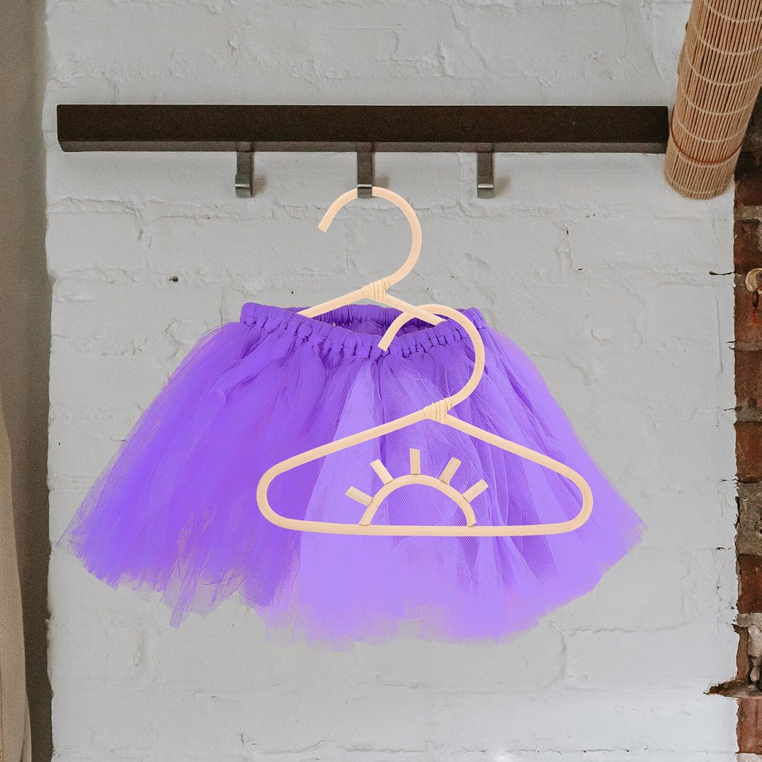 Rattan Children’s Clothing Hangers Nursery Hanger Beige for Baby Closet