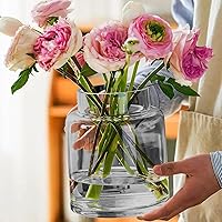 Vista 10 de Jarrones transparentes para centros de mesa, jarrón grande de vidrio de 9 pulgadas para ramo, cristalería, decoración del hogar moderna, jarrones