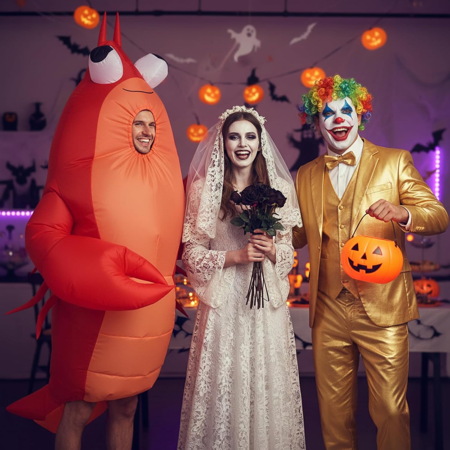 Inflatable Lobster Costume Adult Funny Inflatable Halloween Costumes Crawfish Costume Blow Up Costumes for Men Women Halloween Cosplay Theme Party - Image 2
