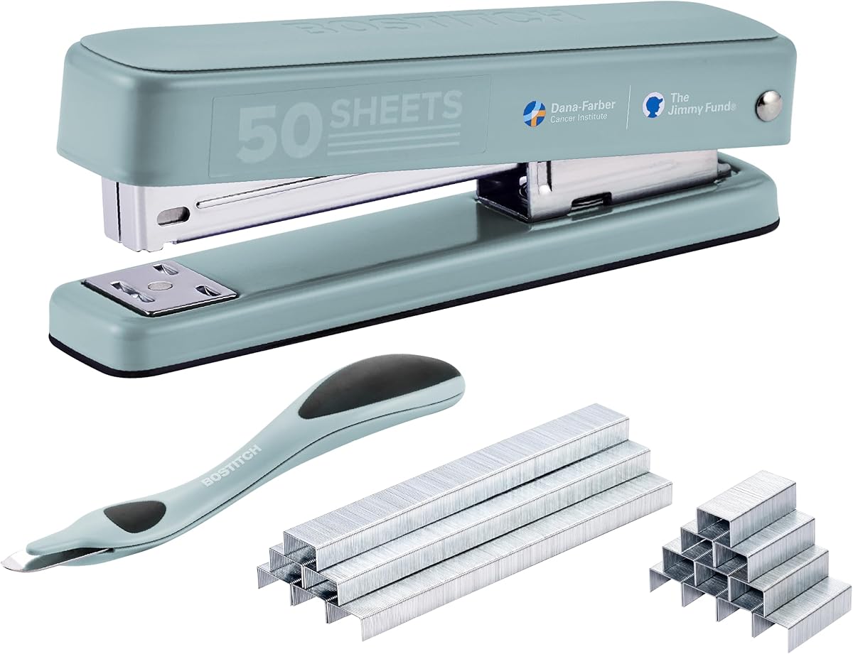 Bostitch Titan Heavy Duty Metal Stapler, 50 Sheet Capacity with 1250 Staples and Ergonomic Staple Remover, Jam Free Stapling, Full Strip Stapler for Desk, Office and Classroom, Sage : Office Products