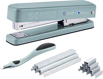 Bostitch Titan Heavy Duty Metal Stapler, 50 Sheet Capacity, 1250 Staples, Ergonomic Staple Remover, Non-Clogging Stapler, Full Strip Stapler, for Desk, Office, Classroom, Sage
