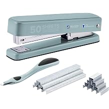 Bostitch Titan Heavy Duty Metal Stapler, 50 Sheet Capacity, 1250 Staples, Ergonomic Staple Remover, Non-Clogging Stapler, Full Strip Stapler, for Desk, Office, Classroom, Sage