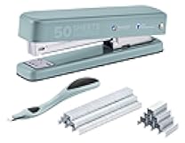 Bostitch Titan Heavy Duty Metal Stapler, 50 Sheet Capacity with 1250 Staples and Ergonomic Staple Remover, Jam Free Stapling, Full Strip Stapler for Desk, Office and Classroom, Sage