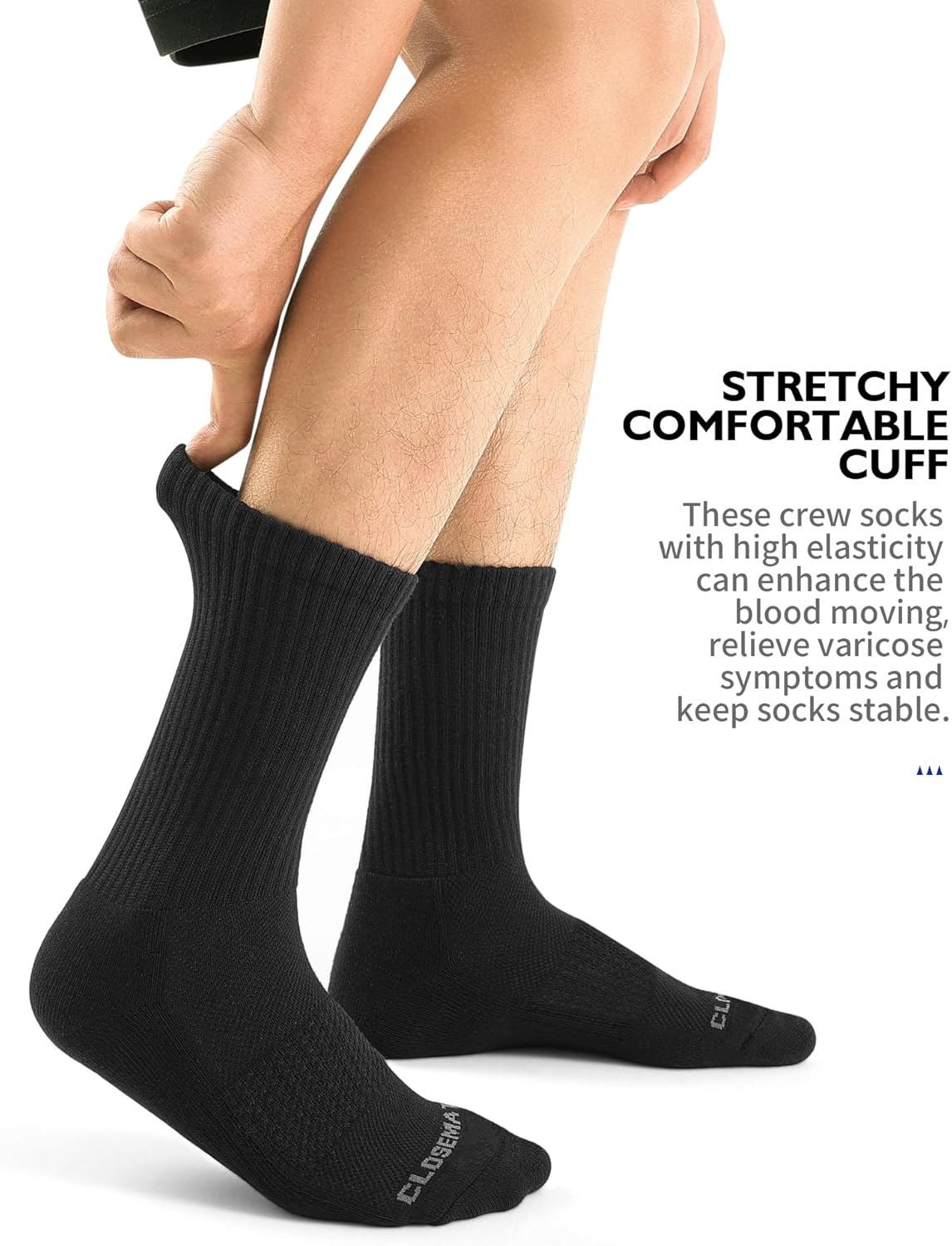 CLOSEMATE Mens Moisture-Wicking Athletic Cushioned Crew Socks 6 Pairs Cotton Comfy Running Training Sports - Image 5