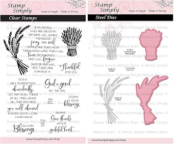 Clear Stamps Autumn Blessings Thanksgiving Thankful Fall Christian Religious and Wheat Bundles Die 2-Pack 4x6 Inch Sheet - 9 Pieces