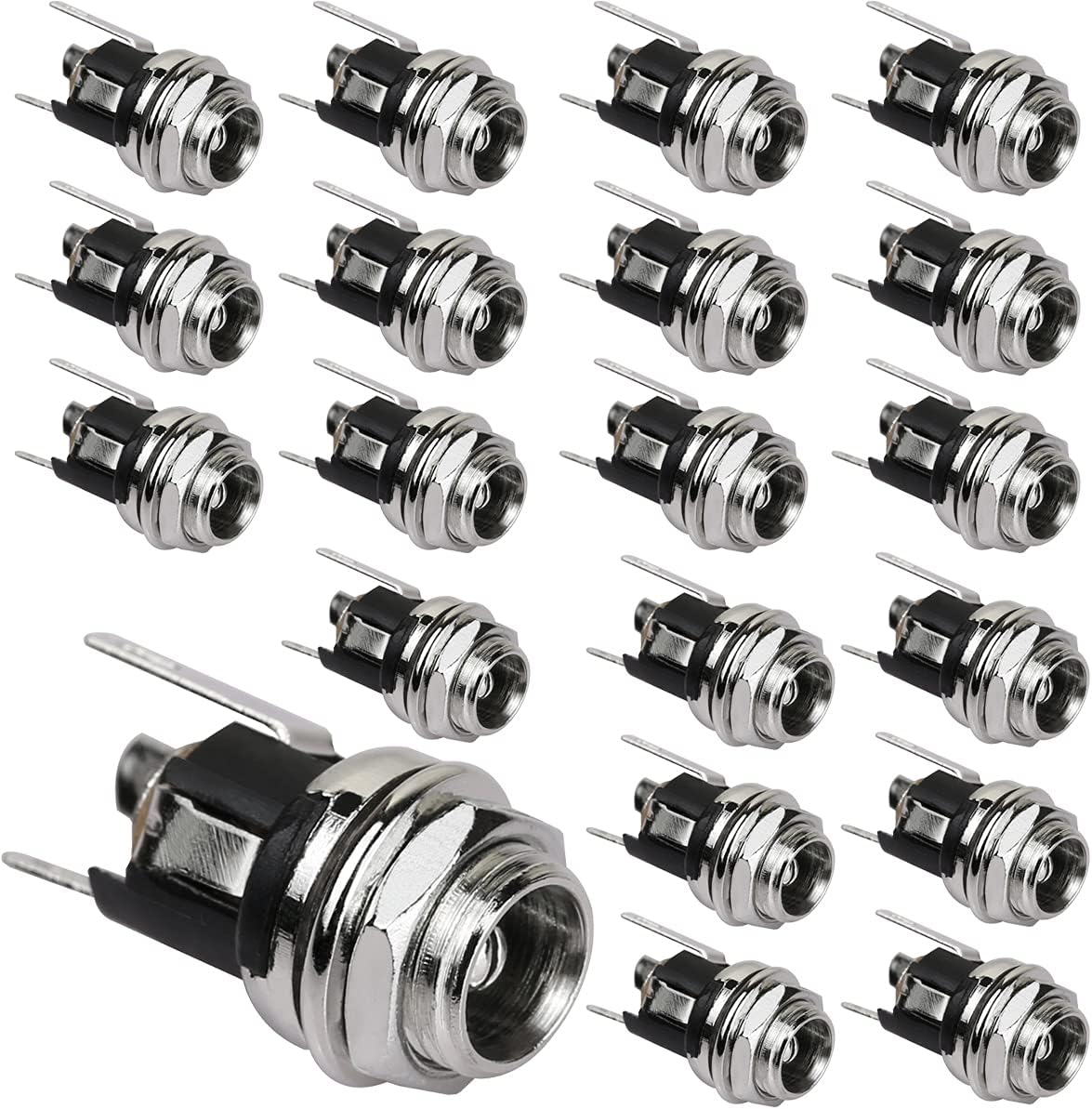 DIYhz2.5mm Panel Mount DC Jack DC Power Jack Socket Female Panel Mounting Connector 20Pcs