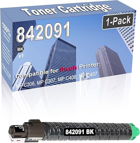 Credibility Store Paquete de 1 cartucho de tóner negro compatible con alta capacidad 842091 utilizado para impresora Ricoh MP C306 MP C307 MP C406