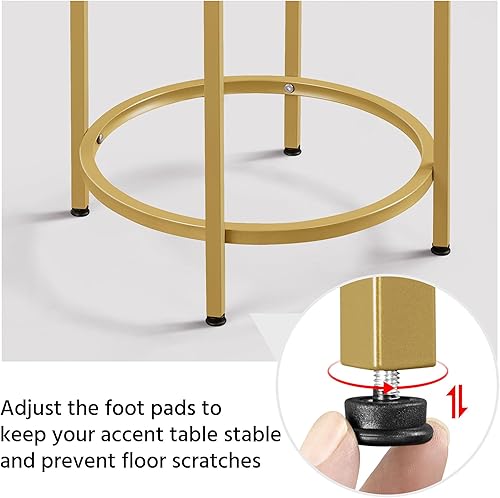 Miniatura 8 de Yaheetech Mesa auxiliar de cristal, mesita de noche pequeña con parte superior de vidrio y marco de metal para sala de estar, balcón, dormitorio,