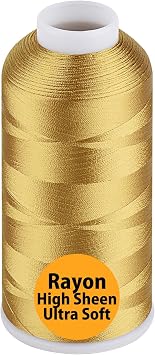 Simthread Rayon Embroidery Thread 5500 Yards Huge Spool, 40wt 100% Rayon Viscose for Commercial and Domestic Machines - Gold 1225