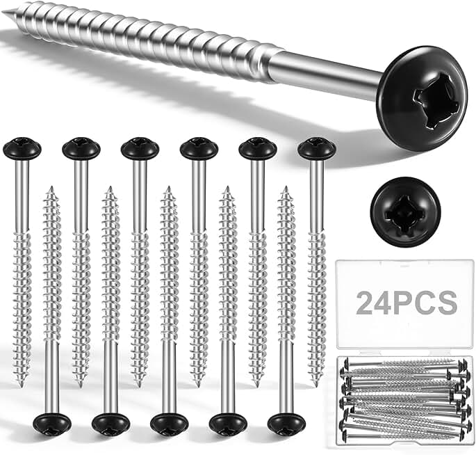 Jetec 24 Pcs Vinyl Shutter Fasteners 3 Inch Painted Screws for Vinyl Shutters Metal Carbon Steel Screws for Outside Windows Wood(Black)