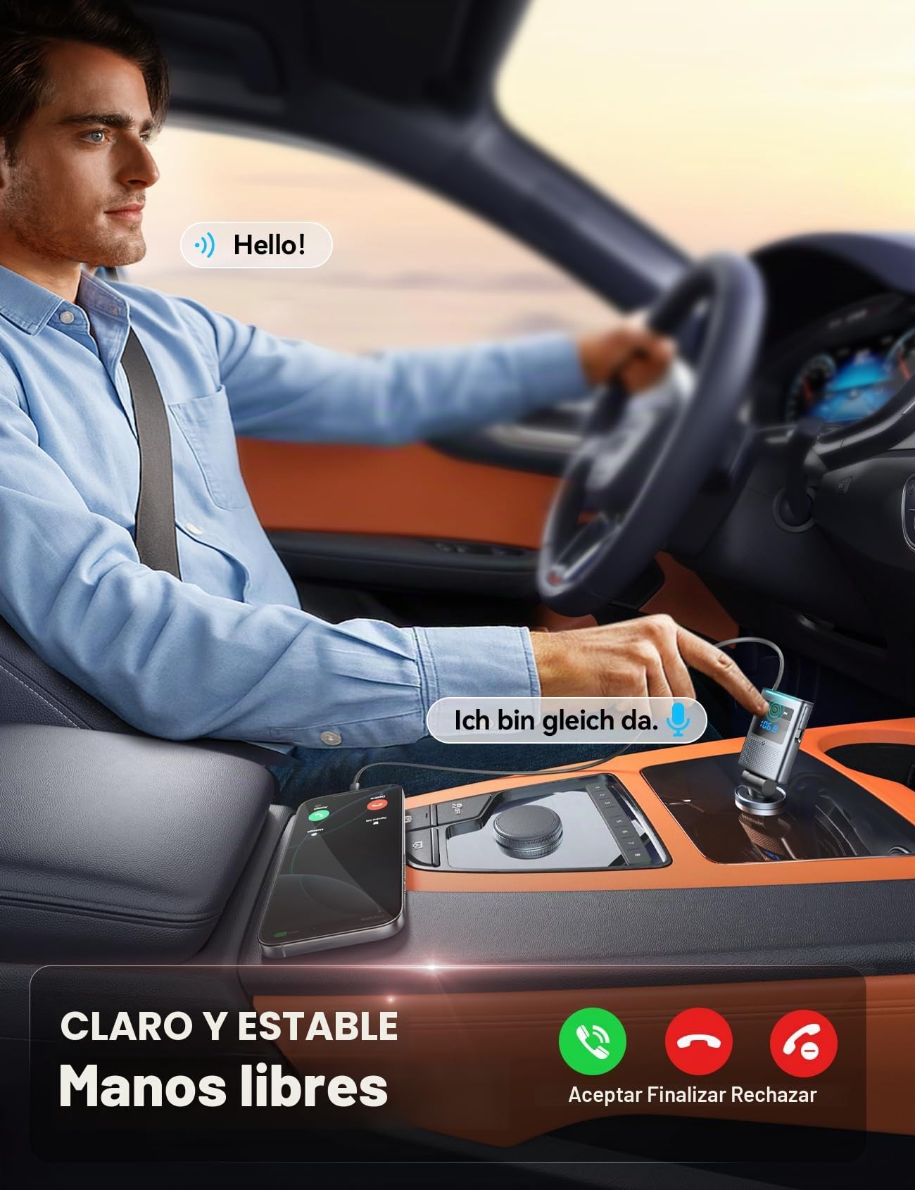 JOYROOM 90W Transmisor FM Bluetooth 5.4 Coche, 【100cm Cable Retráctil】 2025 Manos Libres Coche Bluetooth, 24V/12V Cargador Coche Carga Rápida, Accesorios Coche Interior para iPhone 17/Samsung