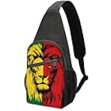 4SEE Casual Chest Bag for Women Men, Novelty Portable Reggae Rasta Flag Lion Crossbody Bag Shoulder Backpack for Travel and Sports, Anti-Loss Key Strap and Sponge Strap