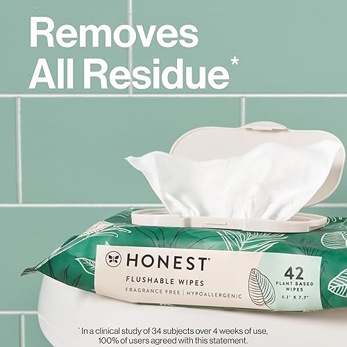 Miniatura 7 de The Honest Company Toallitas desechables a base de plantas  99% de agua, hipoalergénicas, verificadas por EWG, seguras para enjuagar, sin fragancia,