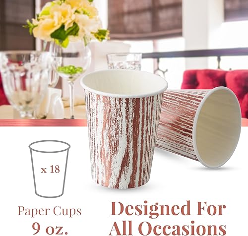 Miniatura 4 de SILVER SPOONS Paquete de 18 tazas de café desechables elegantes  Tazas calientes para café, té, chocolate caliente y todo tipo de bebidas, tazas de