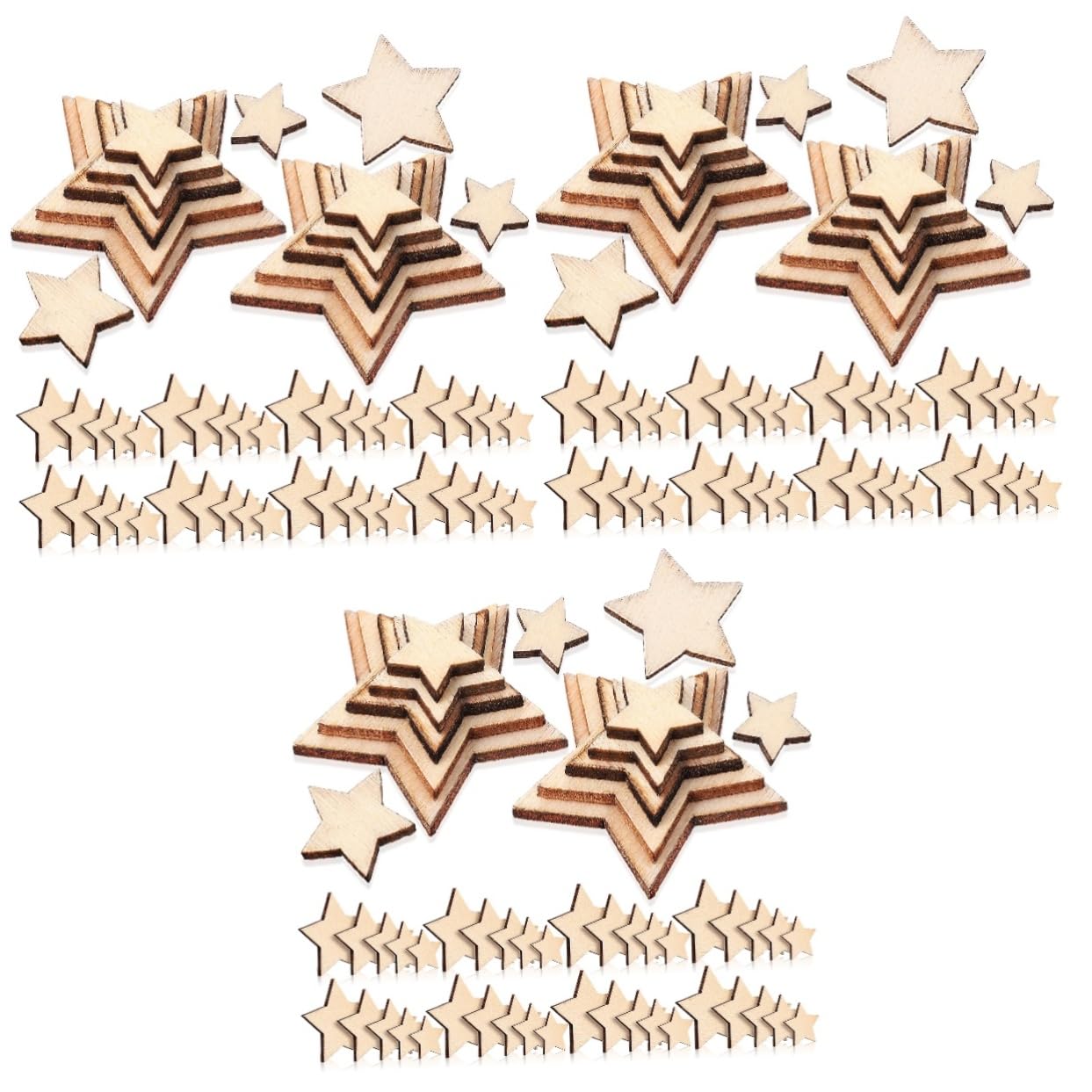 ARTIBETTER 3 Set Stelle Legno Non Rifinite Decorazioni in Legno Per Fai Da Te Per Natale E Decorazioni Per La Casa Per Creazioni E Regali Unici 500 Pezzi*3