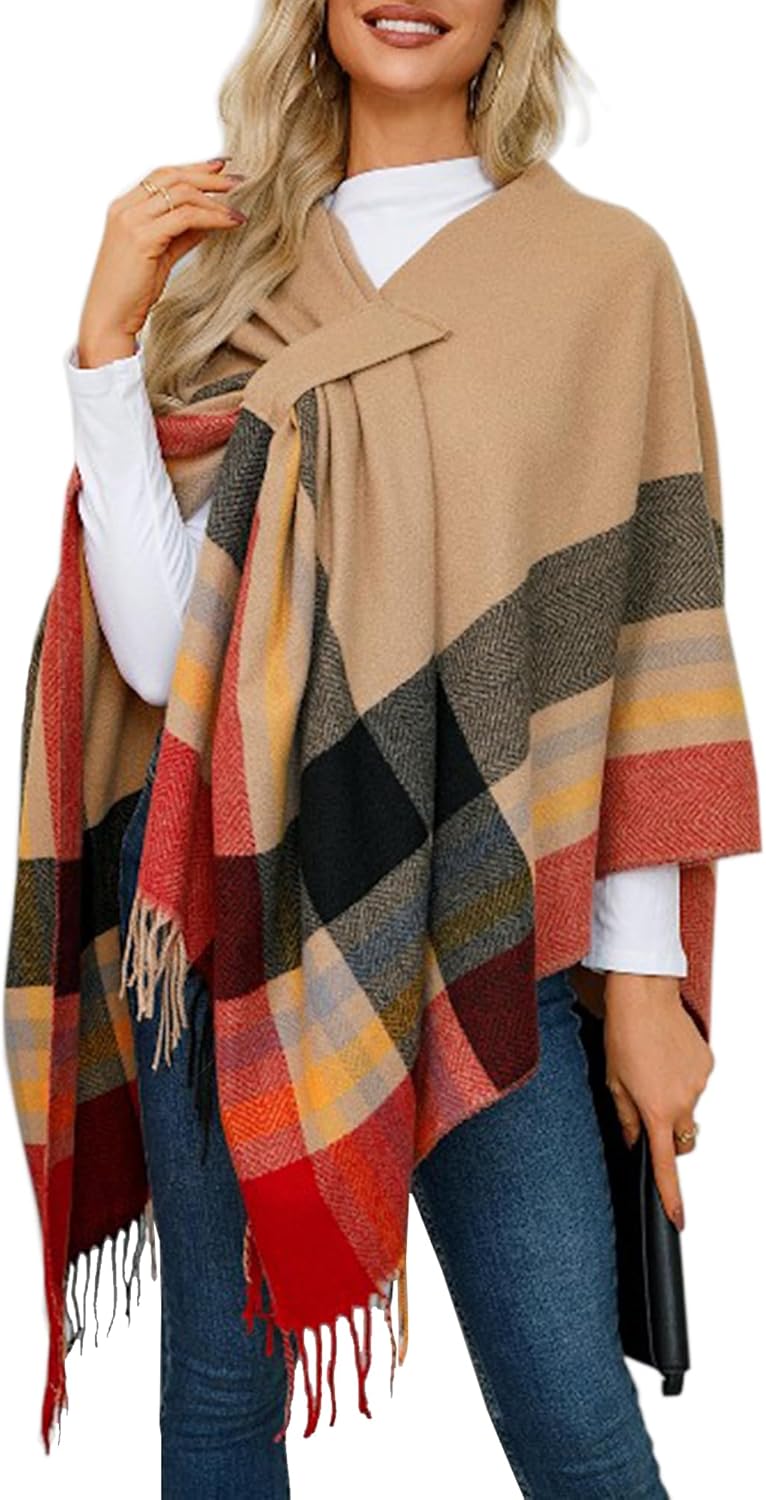 nratto Women's Elegant Shawl Wraps, Soft Open Front Poncho Cape, Reversible Casual Cardigan Shawls for Gift Travel