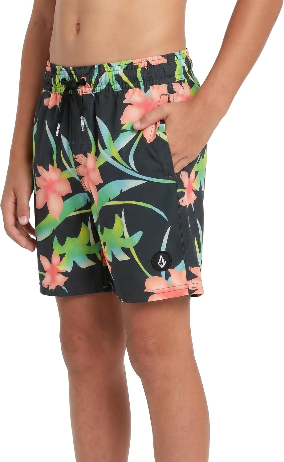Volcom Boys' Elastic Waist Swim Trunk – UPF 50+ Sun Protection Quick Dry Lined Boardshort- Big Boys