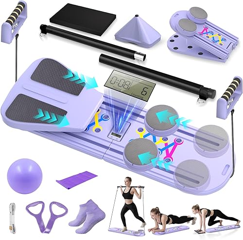 Tabla de pilates, juego de reformador de pilates plegable para entrenamiento en casa con temporizador, máquina de pilates reformadora portátil