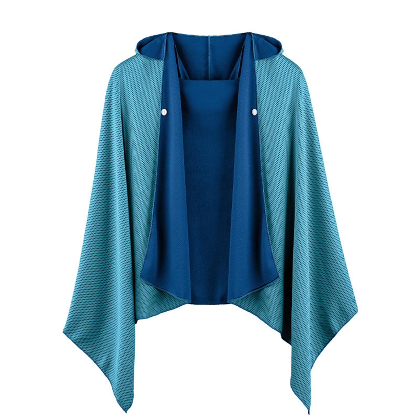 TWISAXC Durable Button Towel Easy To Wear And Off For Active Lifestyles Cape Hooded Bathrobe Sun Cape Sweat Towels, Sky blue
