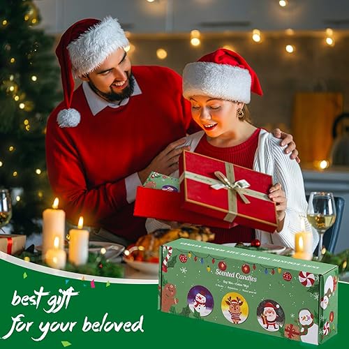 Miniatura 7 de Paquete de 3 velas perfumadas, velas de aromaterapia de 2.5 onzas, juego de velas de soja con tiempo de combustión de 72 horas, velas de Navidad,
