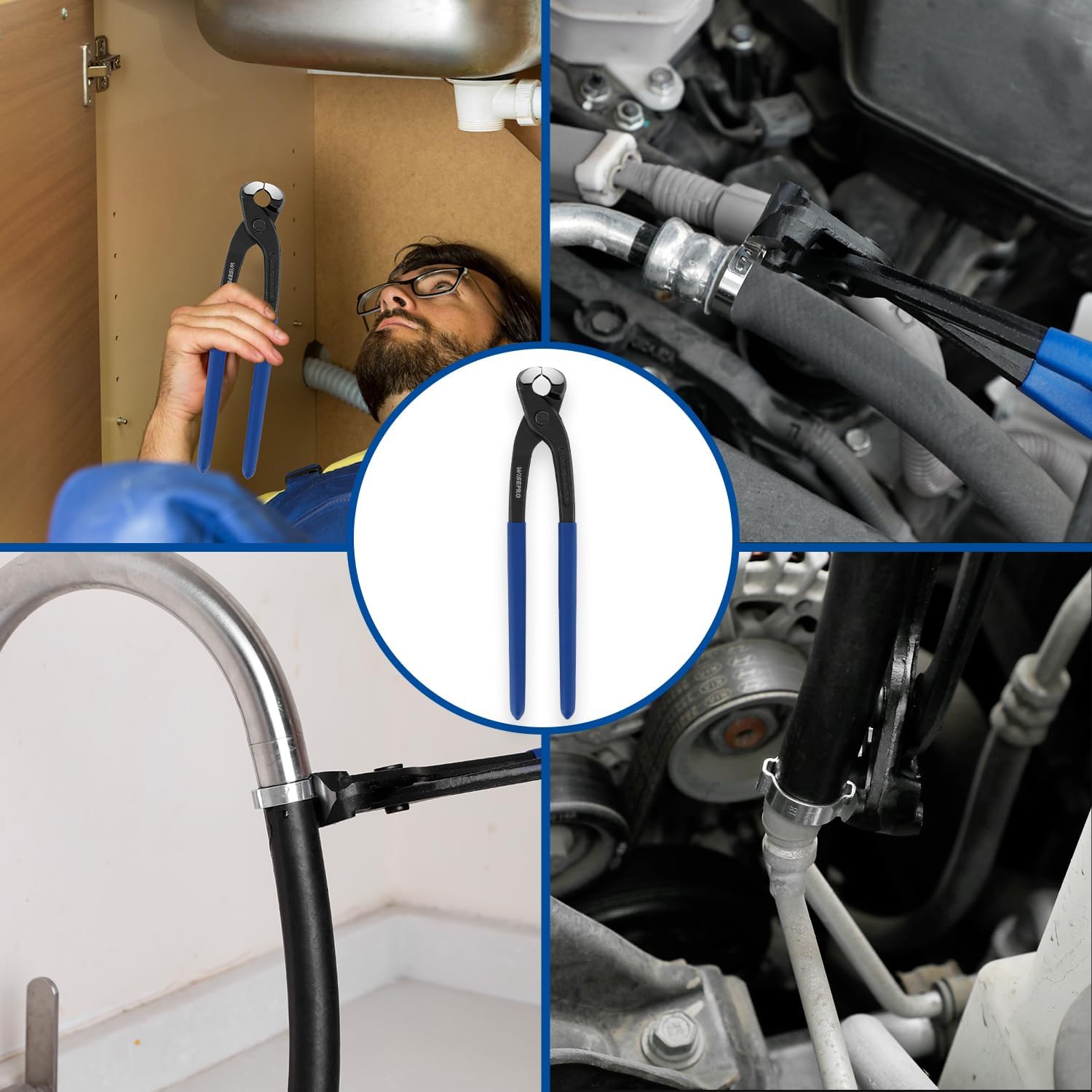 10 Inches Ear Clamp Pliers with Front & Side Jaws | Pinch Clamp Hose Clamp Crimping Tool Ear Hose Clamps