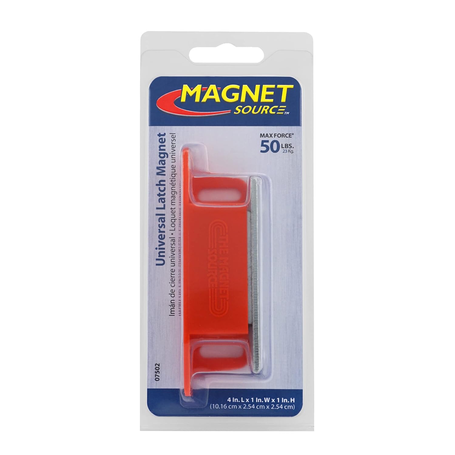 Master Magnetics Ceramic Universal Magnet Latch with Strike-Plate - Strong Heavy-Duty Magnets for Cabinet Doors - 2-Way Mounting - 50 lb Pull Each - 4.25" L x 0.938" W x 1.125" H - Red - 2-Pack