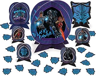 Black Panther Wakanda Forever Table Centerpiece Kit (27 Pc Set) - Marvel Action-Packed Decorations for Birthdays & Special Occasions