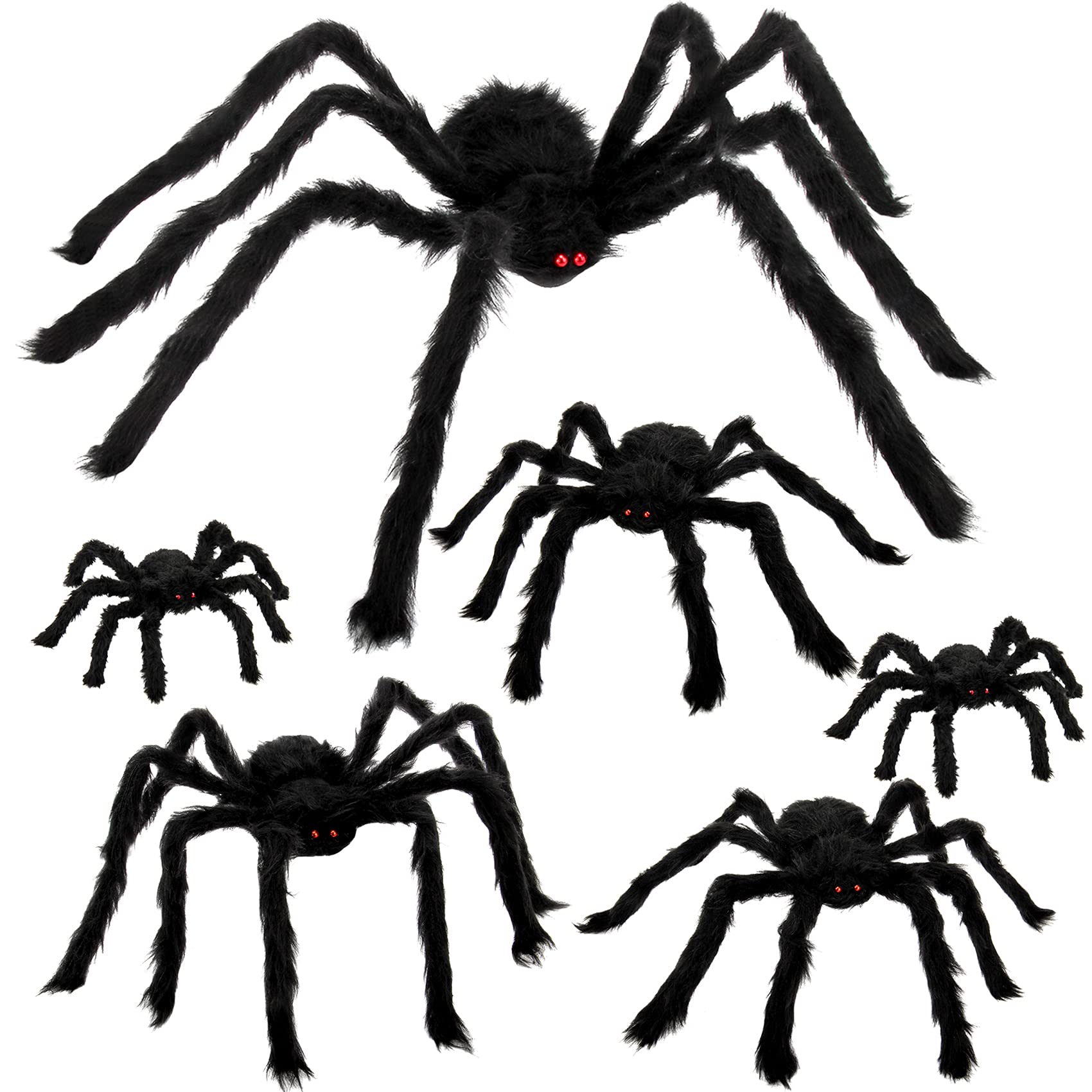 6 Pcs Halloween Spider Decorations, Realistic Large Scary Spider Decoration for Home Giant Spiders Props for Indoor Outdoor Party Decorations