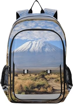 Large Backpack Kilimanjaro Tanzania Landscape for Men Women Travel Laptop Daypack Book Bag Shoulder Bag Cute Cool Funny Backpack with Reflective Strip 12.9 17.7 In