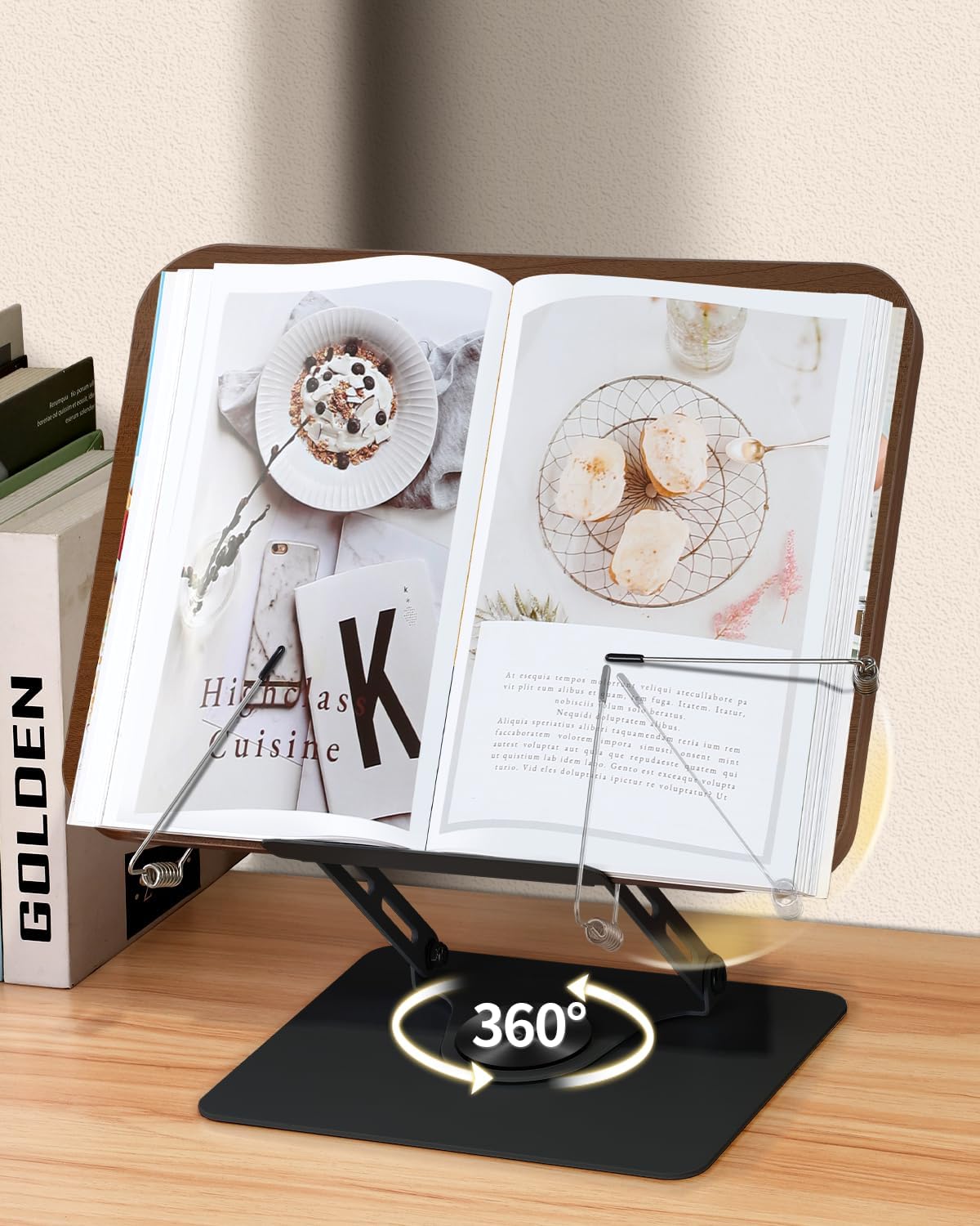 Book Stand for Reading-Woumlaiy Adjustable Book Holder with 360°Rotate Base&,Foldable Desktop Stand Riser for Book,Recipe, Laptop,Draw,Music,Cookbook Stand,Elastic Page Clips, Hands Free,Aluminium-b Book Stand for Reading-Woumlaiy Adjustable Book Holder with 360°Rotate Base&,Foldable Desktop Stand Riser for Book,Recipe, Laptop,Draw,Music,Cookbook Stand,Elastic Page Clips, Hands Free,Aluminium-b