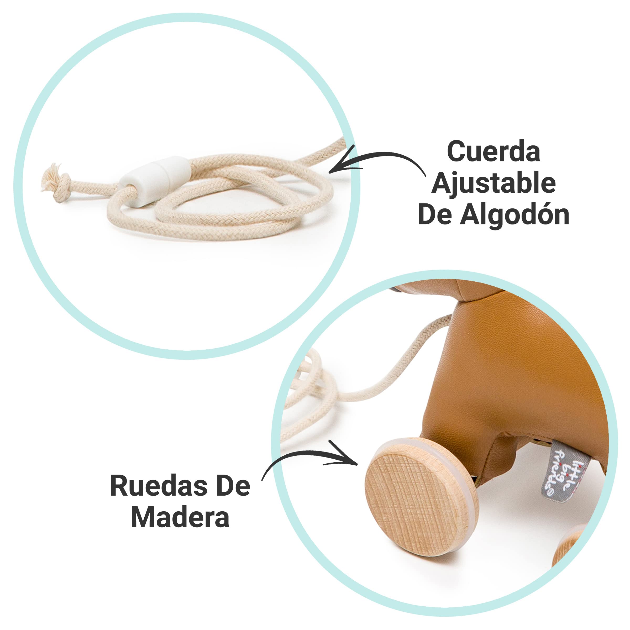 Animales para pasear con Correa de Little Big Friends | Juguete móvil con Correa para bebé | Juguete Tradicional | Fácil de Limpiar | Tejido Seguro para bebés | El Caballo Carlos