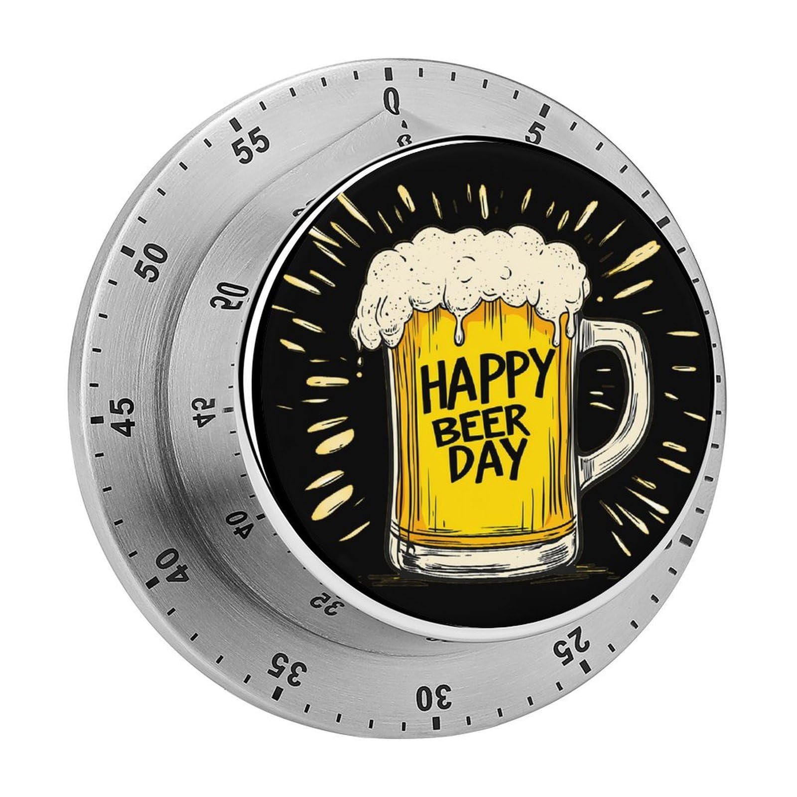 Happy Beer Day Mechanical Timer with Alarm for Kitchen Cooking Productivity Stainless Steel Timers