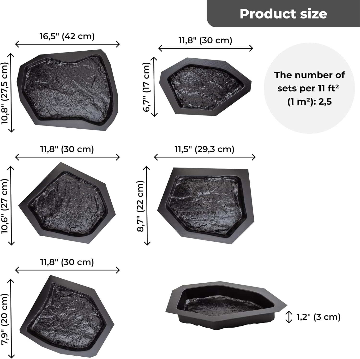 4 pcs Beautiful Plastic Form Big Pathmaker Concrete Molds & 6 pcs Flagstone Molds ABS 2mm Cement Mold - Paving DIY Stepping Stone Mold