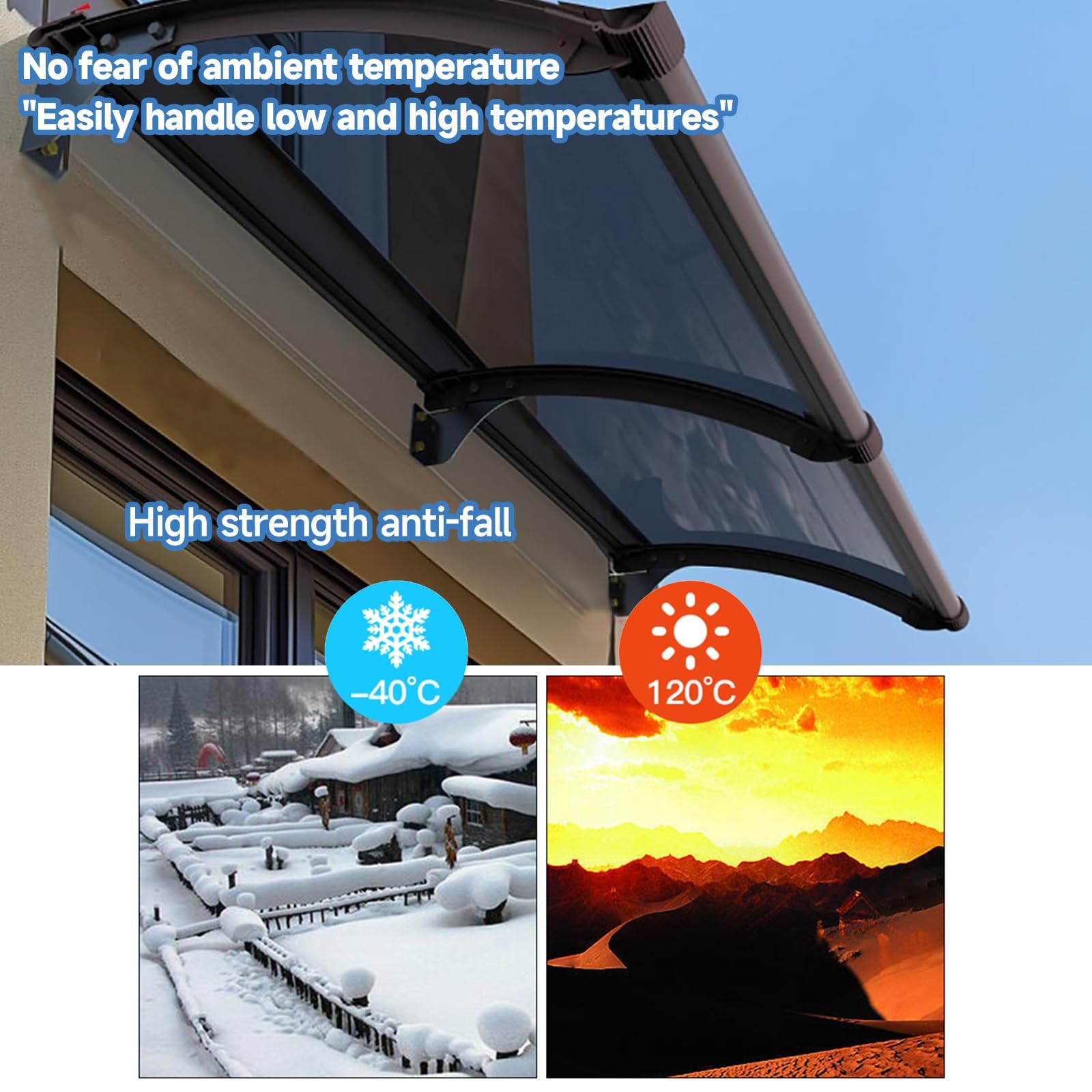 Tenda trasparente per porte e finestre, copertura per riparo dalla pioggia, resistente alle intemperie, ignifuga, carico di neve (90 x 190 cm) per case e aziende