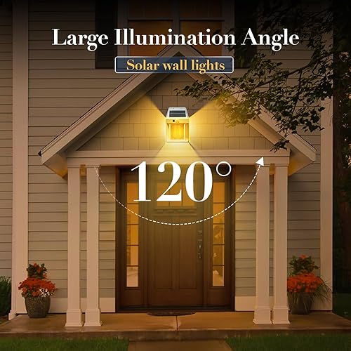 Miniatura 4 de Aplique de pared con energía solar para exteriores, del amanecer al anochecer, 8.2 pulgadas de alto, sensor de movimiento blanco, 3 modos de Blanco