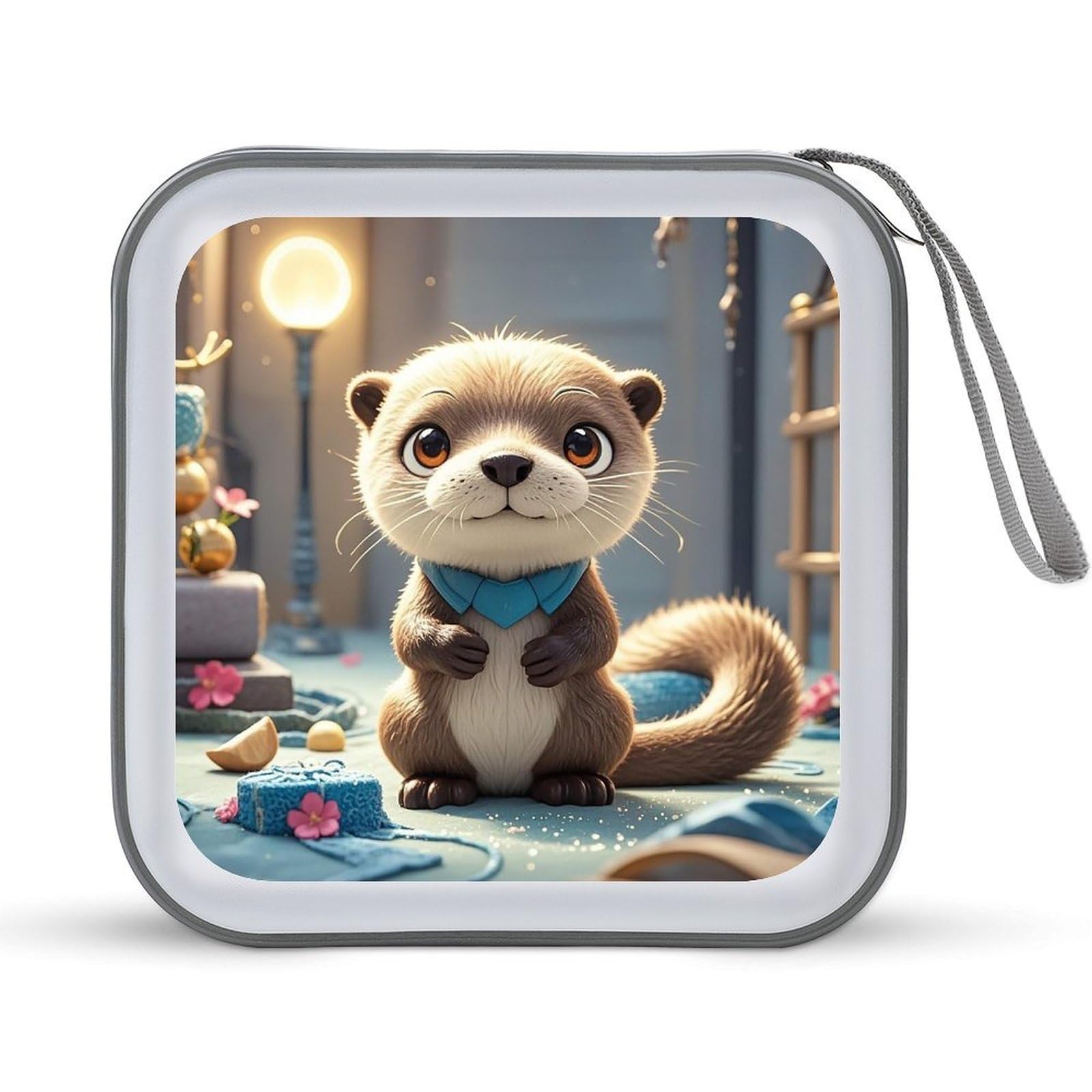 VstaDank Cartoon Cute Otter DVD Case With Zipper Portable CD Case Hardshell DVD VCD Binder Storage Box EVA Protective Blu-ray Wallet 40 Capacity CD Wallet Movie Music Media Disc Wallets