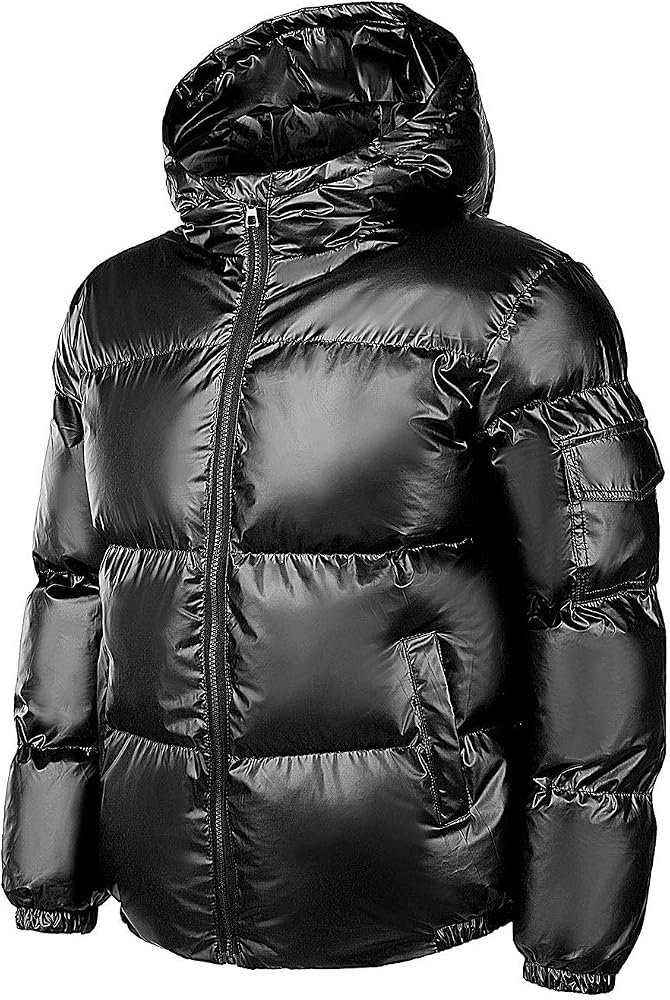 Shiny Puffer Padded Hooded Jacket Coat 