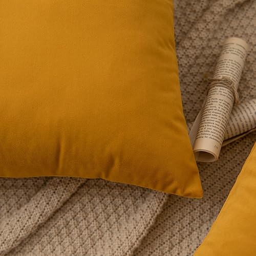 Miniatura 6 de Rythome Juego de 2 fundas de almohada de terciopelo para sofá y cama, 16 x 16 pulgadas, caléndula