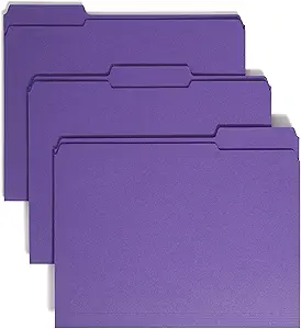 Smead File Folder, Reinforced 1/3-Cut Tab, Letter Size, Purple, 100 per Box (13034)