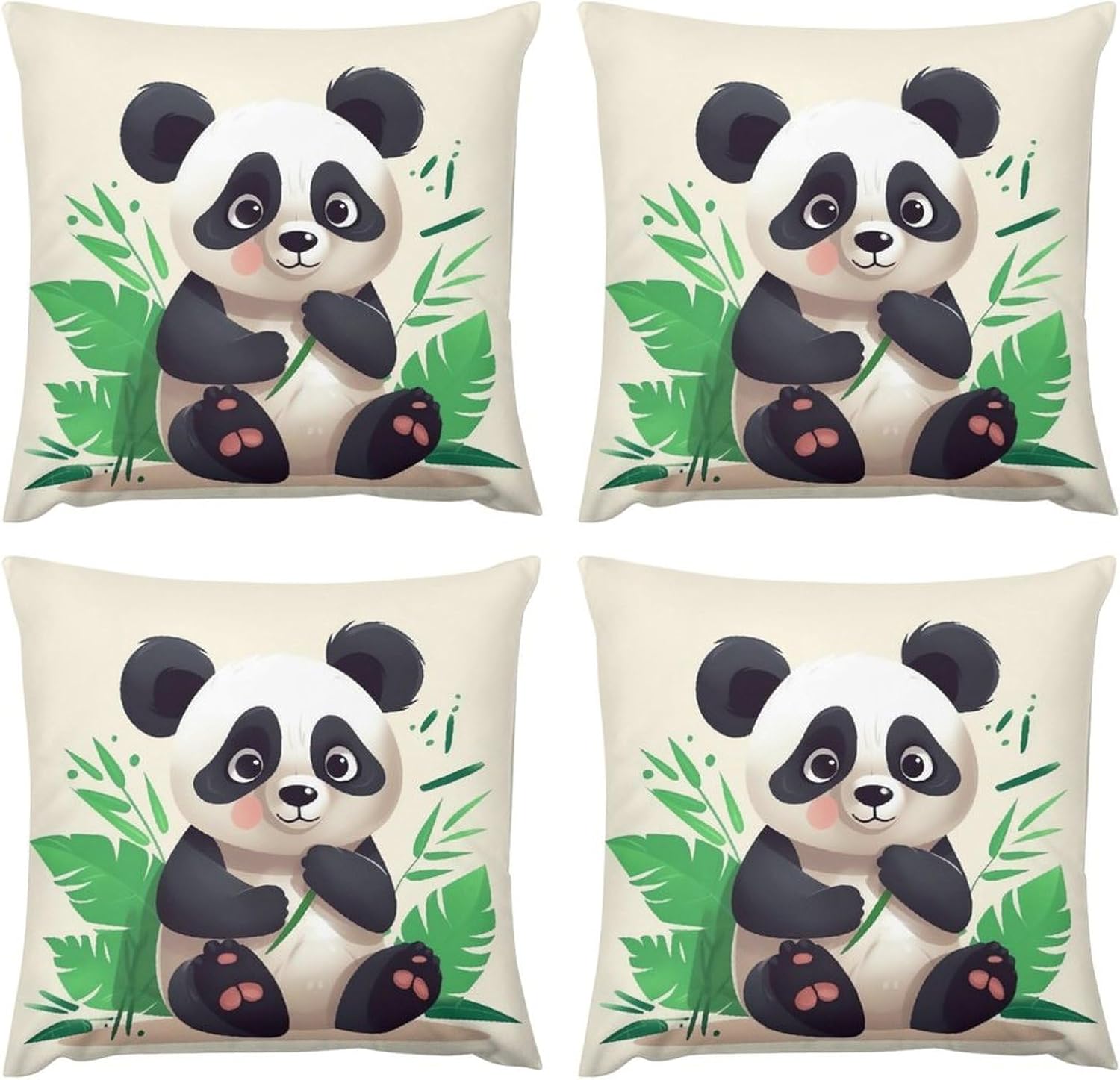 Zippered Pillow Cover, Pillow Protector, Panda Star Printed Pillow Cover of 4, Pillow Not Included
